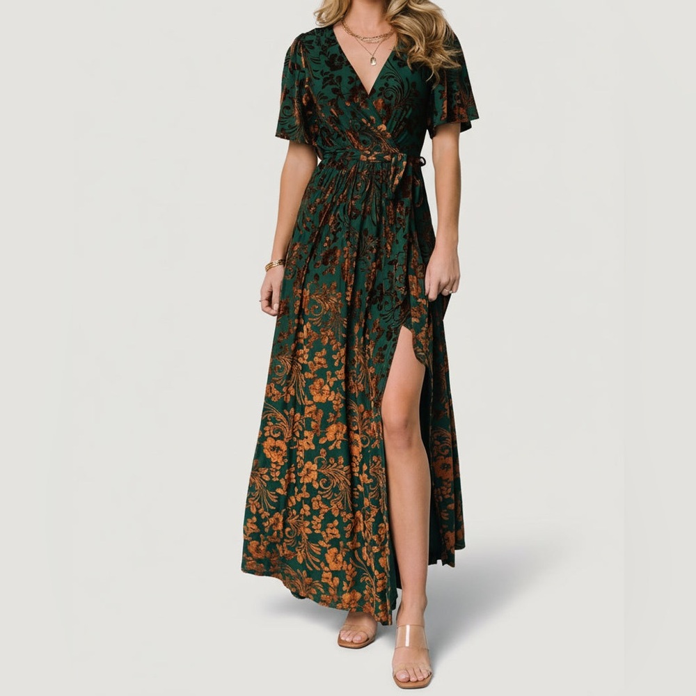 Baltic born uma velvet wrap maxi gown dress - Picture 4 of 8